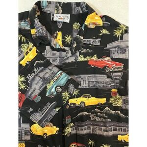 Pacific Legend Route 66 Made In‎ Hawaii USA Camp Cotton Mens Shirt Sz XL Black